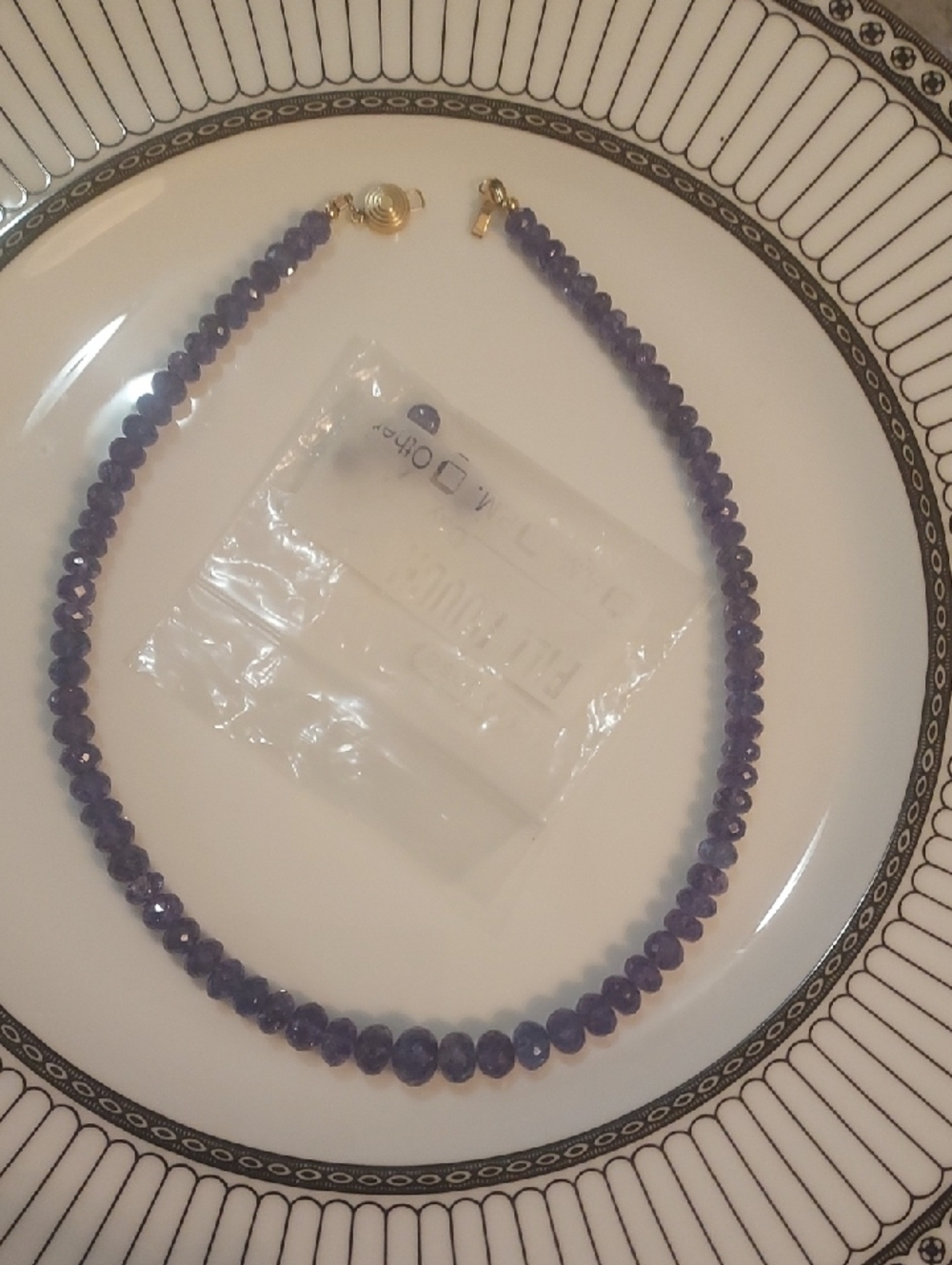 Faceted Tansanite  Beaded Necklace with Gold Clasp Acquired twenty years